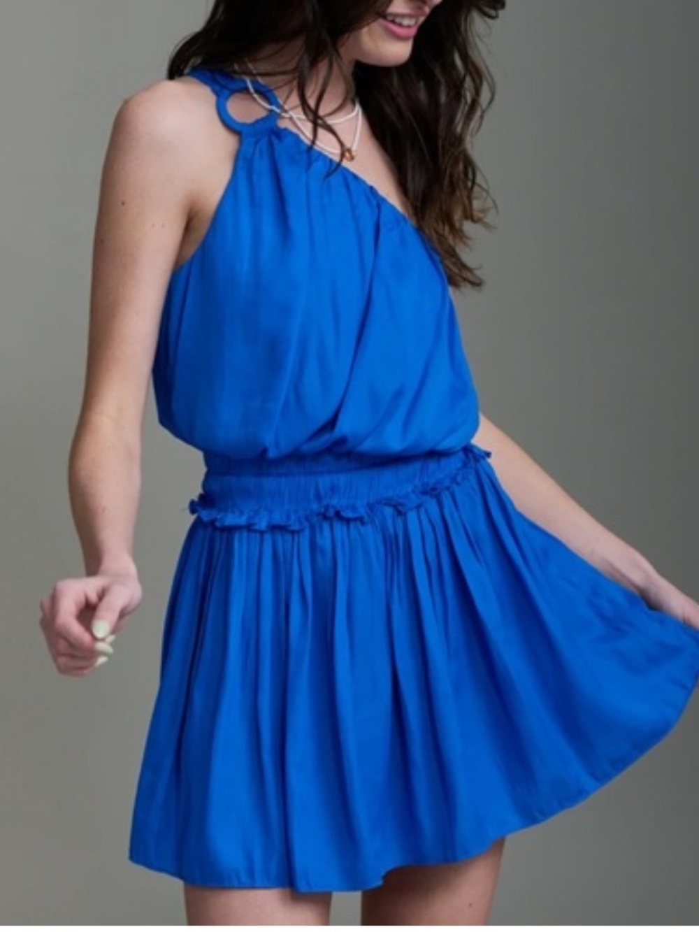 Vestique Blue One Shouler Mini Dress